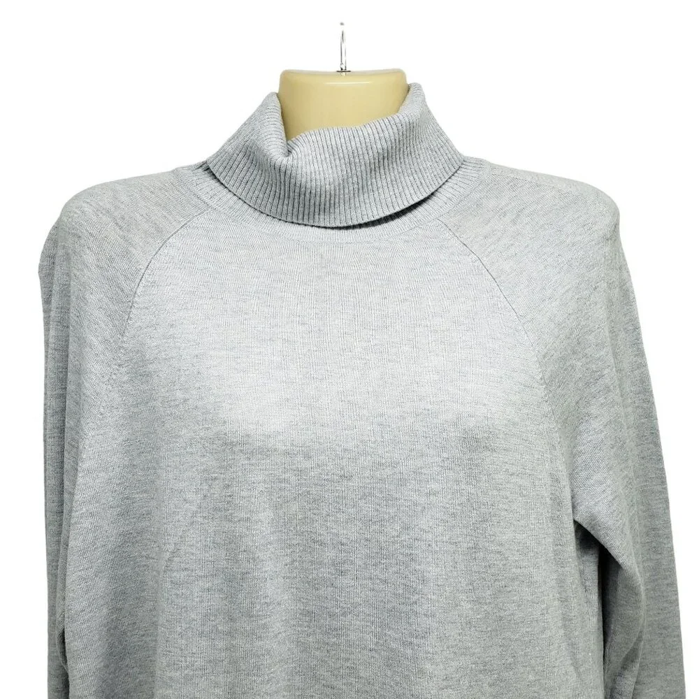 White House Black Market Gray Turtleneck Sweater With Back Pleat Womens M - Picture 3 of 6